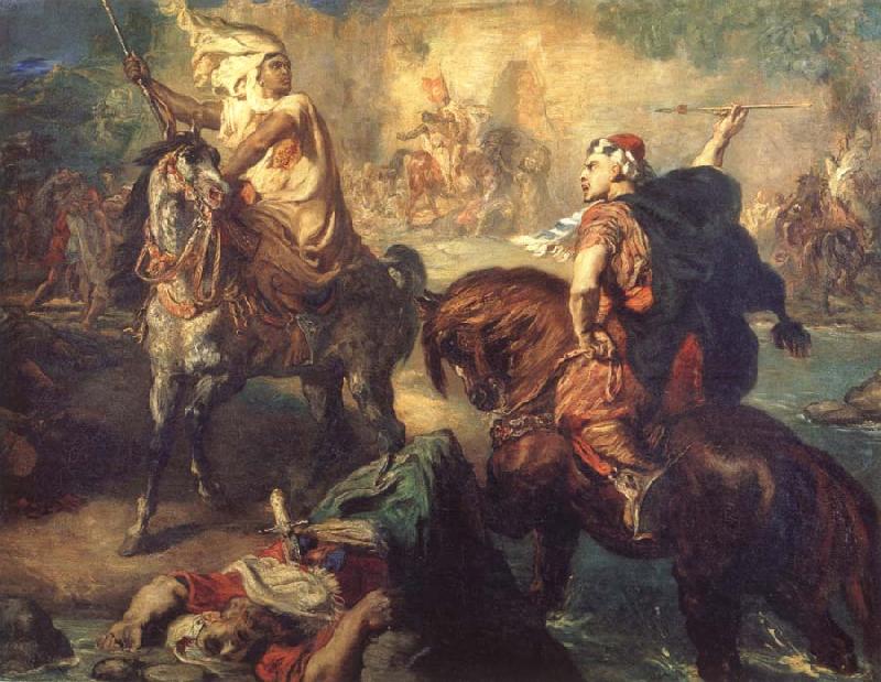 Theodore Chasseriau Arab Chiefs Challenging Each other to Single Combat China oil painting art